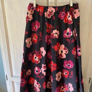 Kate Spade black floral midi skirt size medium